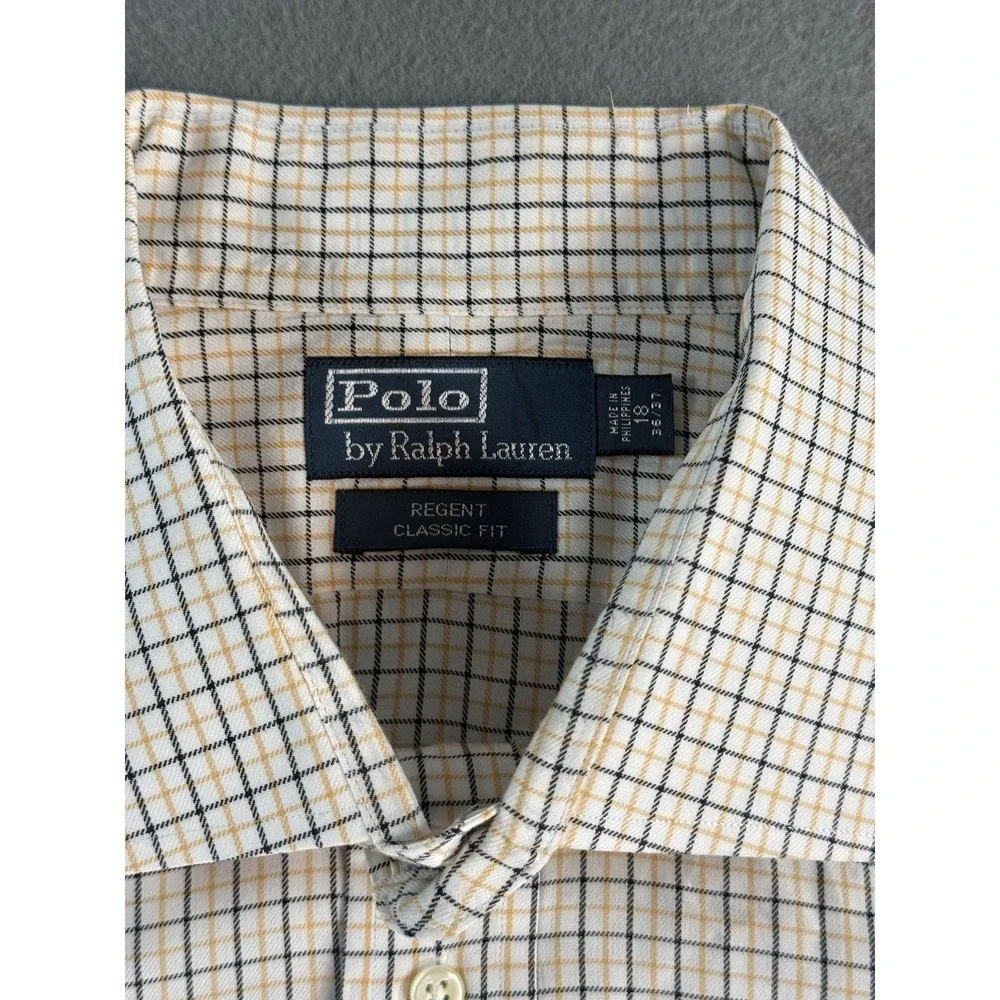 Polo Ralph Lauren Regent Shirt Mens 16 32/33 White Check Button Down Long Sleeve